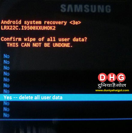 Yes Delete All User Data