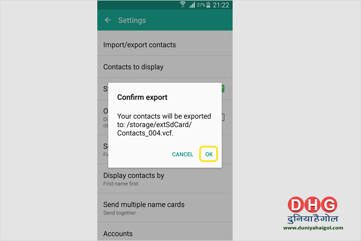 How to Take Backup of Android Mobile Contacts Step 6
